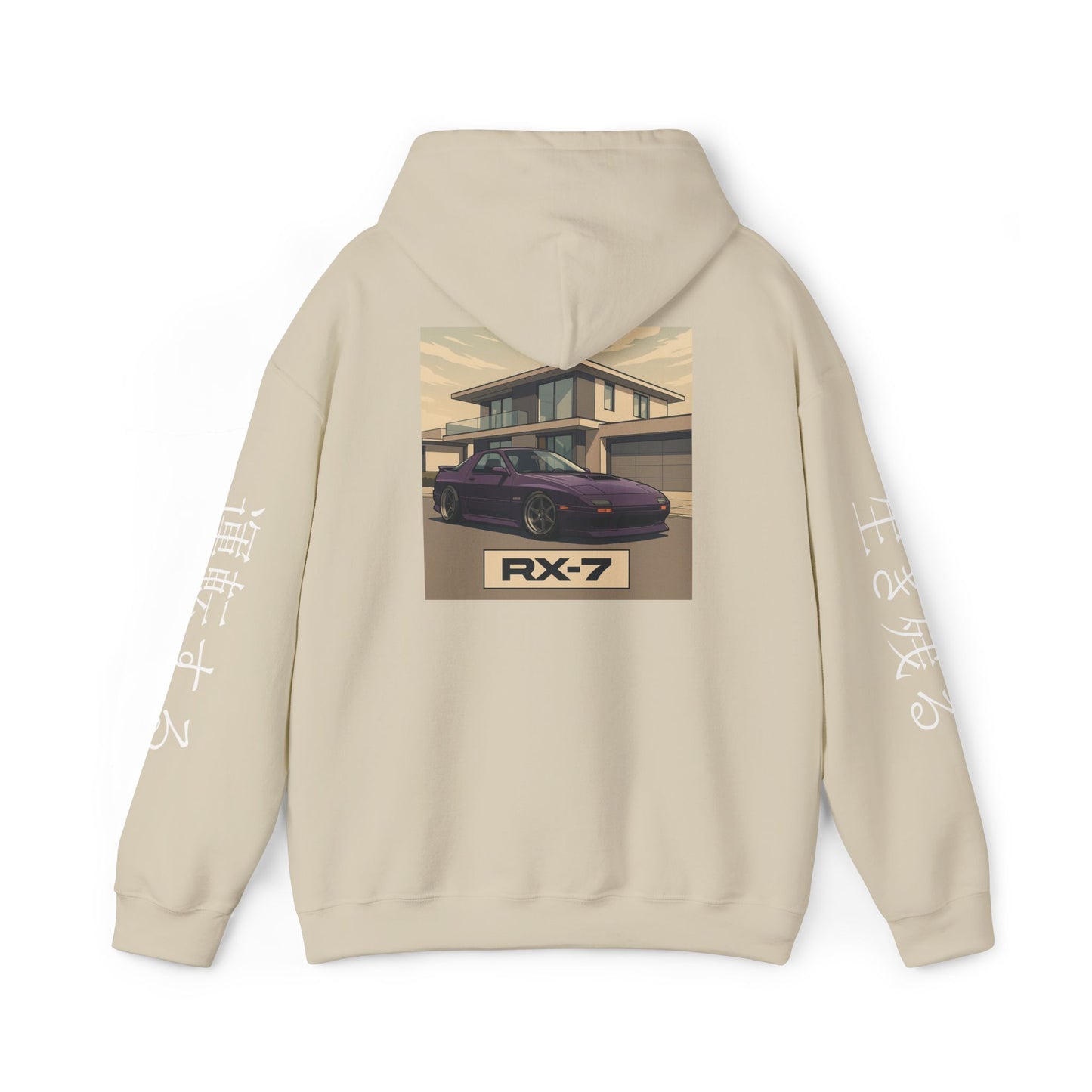 Mazda RX7 w/ sleeves Car Enthusiast Hoodie, Streetwear Pullover, Minimalistic Sweatshirt, Unisex Hooded Jumper, Automotive Clothing
