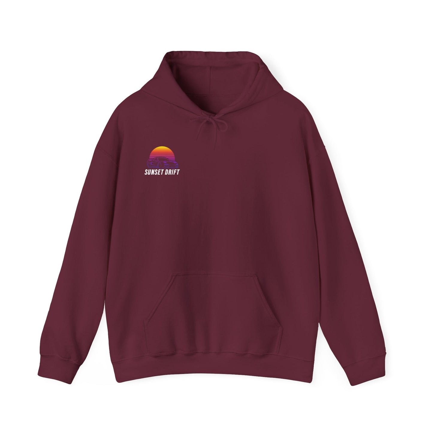 Sunset Drift Rise and Shine 80s Synthwave Unisex Hoodie, Chill Vibe, Retro Aesthetic Jumper, Vintage Style Pullover, Neon Design Top