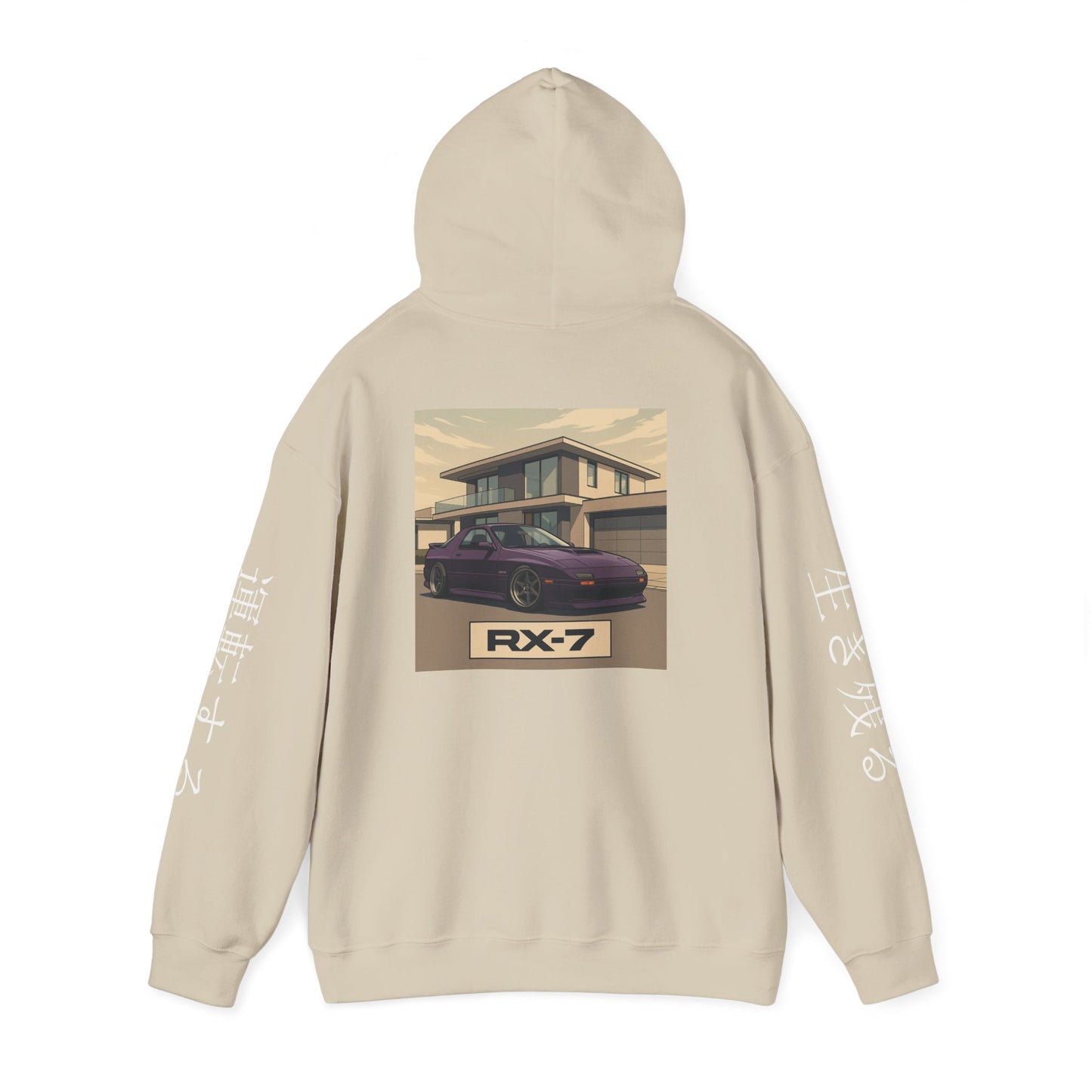 Mazda RX7 w/ sleeves Car Enthusiast Hoodie, Streetwear Pullover, Minimalistic Sweatshirt, Unisex Hooded Jumper, Automotive Clothing