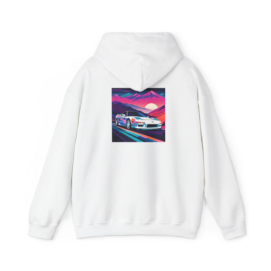 Sunset Drift Hooded Sweatshirt Synthwave Acura NSX